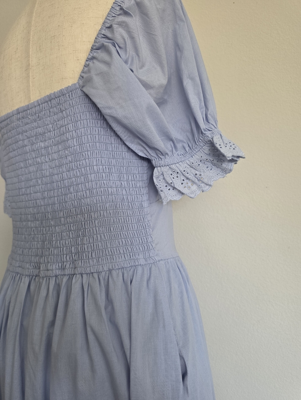 Lace Detail Cotton Blue Aura Maxi Dress - Picture 11 of 13